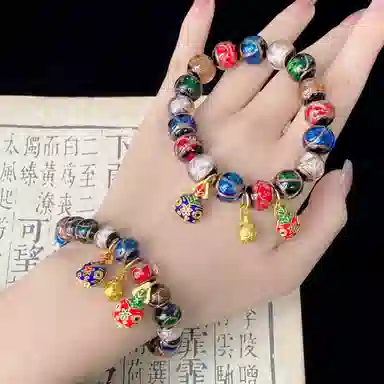 琳琯瑛 新中式国风民族风小众设计款古法香灰 琉璃 玉石手串 男女同款情侣款