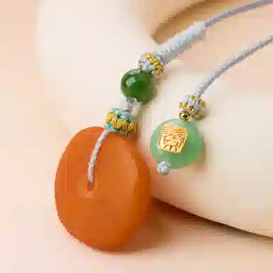 琳琯瑛 小众设计款 老腊异形平安扣 可爱橙色不规则 蜜蜡 名贵玉石吊坠 女款