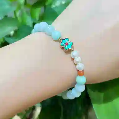 琳琯瑛 新中式国风小众设计缅甸珍珠女民族风佛珠 糯种 翡翠手串 女款