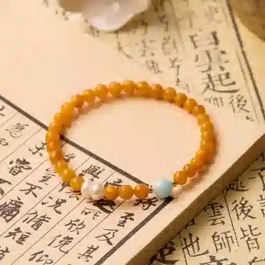 琳琯瑛 新中式国风小众设计精致气质海纹石 蜜蜡 手串 女款