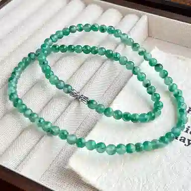 琳琯瑛 新中式浓绿小米珠链轻奢百搭天然 非洲翠 项链 女款