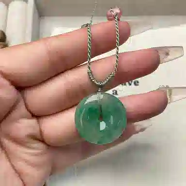 琳琯瑛 平安扣翡里翡气项链天然 非洲翠 吊坠 女款