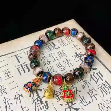琳琯瑛 新中式国风民族风小众设计款古法香灰 琉璃 玉石手串 男女同款情侣款