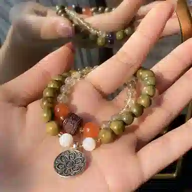 琳琯瑛 新中式国风福在九宫 檀木 木作手串 女款 绿檀