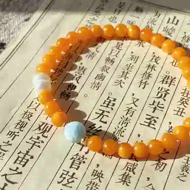 琳琯瑛 新中式国风小众设计精致气质海纹石 蜜蜡 手串 女款