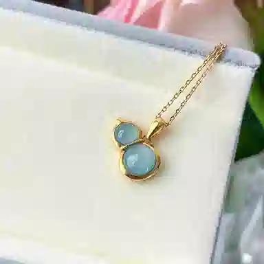 琳琯瑛 中国风镶嵌福禄 晴水葫芦 糯种 翡翠吊坠 女款