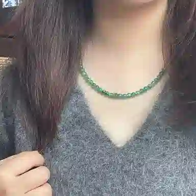 琳琯瑛 新中式浓绿小米珠链轻奢百搭天然 非洲翠 项链 女款