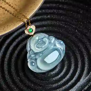 琳琯瑛 大肚笑佛 冰种 翡翠吊坠 女款