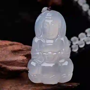 琳琯瑛 国风大肚笑佛水晶圆珠观音 玉髓 玉石吊坠 男女同款情侣款 玉髓