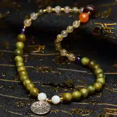 琳琯瑛 新中式国风福在九宫 檀木 木作手串 女款 绿檀