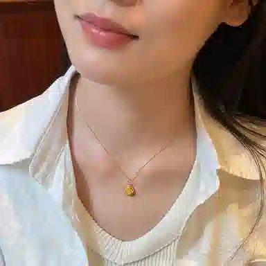 琳琯瑛 新中式国风小众设计 高级感轻奢气质佛公吊坠锁骨链 蜜蜡 项链 女款