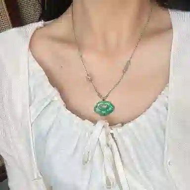 琳琯瑛 翠云锁玉石项链翡里翡气 非洲翠 吊坠 女款