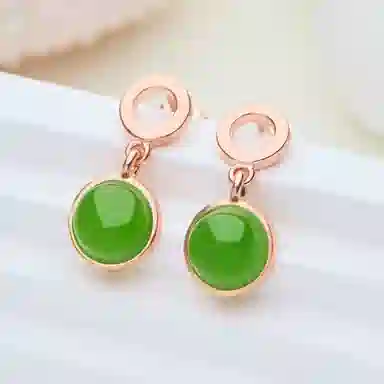 琳琯瑛 绿蛋小滴溜极简风 和田玉 耳环 女款