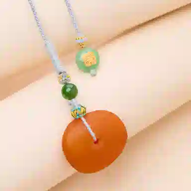 琳琯瑛 小众设计款 老腊异形平安扣 可爱橙色不规则 蜜蜡 名贵玉石吊坠 女款