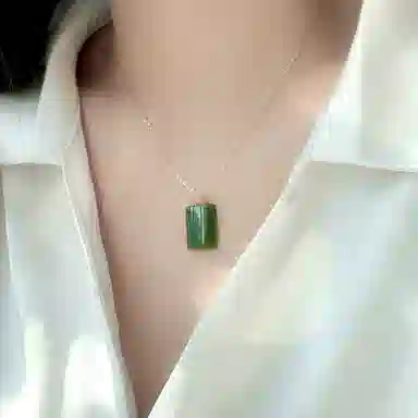 琳琯瑛 新中式国风平安无事牌方牌 和田玉 和田玉吊坠 女款 碧玉