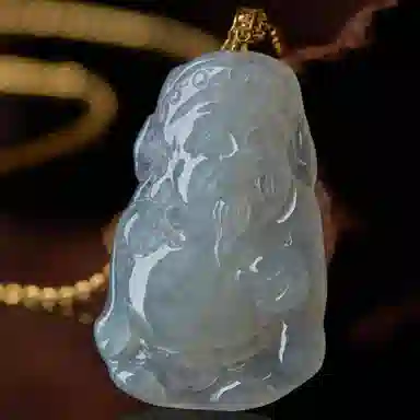 琳琯瑛 新中式国风豆色小财神 豆种 翡翠吊坠 女款