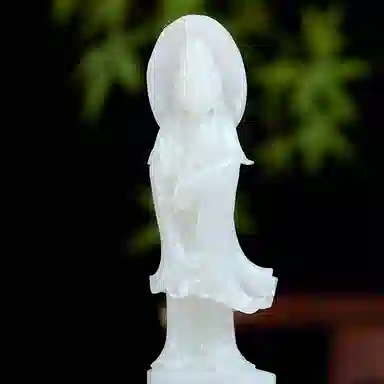 琳琯瑛 玉雕大师收藏级手工雕刻平安 杨柳观音菩萨 和田玉摆件 白玉 男女同款情侣款