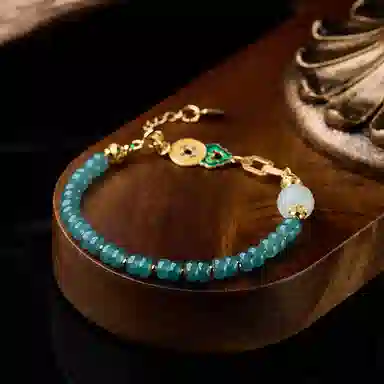琳琯瑛 新中式国风气质小众设计款 蓝水算盘珠 糯种 翡翠手串 女款