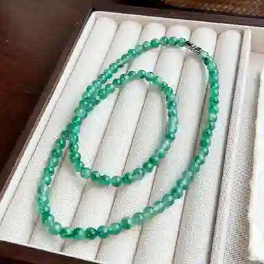 琳琯瑛 新中式浓绿小米珠链轻奢百搭天然 非洲翠 项链 女款