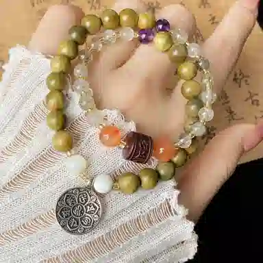 琳琯瑛 新中式国风福在九宫 檀木 木作手串 女款 绿檀