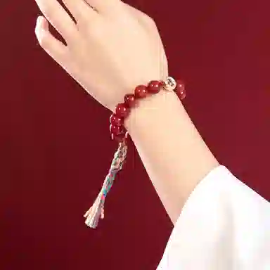 琳琯瑛 新中式国风气质轻奢小众设计吉祥五路财神眼彩绳 玛瑙 玉石手串 男女同款情侣款