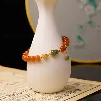琳琯瑛 新中式国风黄色葫芦吸金纳福 蜜蜡 玉石手串 女款