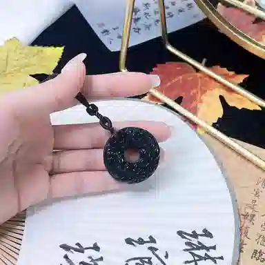 琳琯瑛 新中式复古招财双貔貅平安扣 黑曜石 玉石吊坠 男女同款情侣款 黑曜石