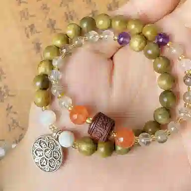 琳琯瑛 新中式国风福在九宫 檀木 木作手串 女款 绿檀