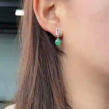 琳琯瑛 高级感正圆天然 非洲翠 耳钉 女款