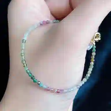 琳琯瑛 七色云彩迷你可爱圆珠 碧玺 玉石手串 女款 碧玺