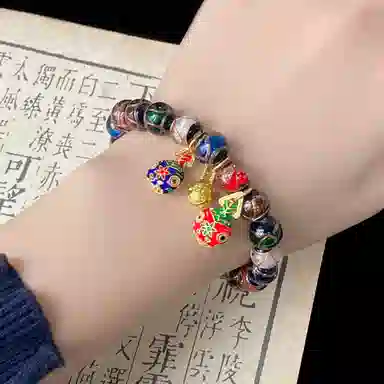 琳琯瑛 新中式国风民族风小众设计款古法香灰 琉璃 玉石手串 男女同款情侣款