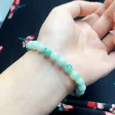 琳琯瑛 飘花圆珠黄财神小众设计 豆种 翡翠手串 男女同款情侣款