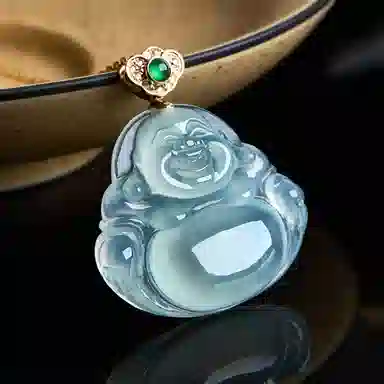琳琯瑛 大肚笑佛 冰种 翡翠吊坠 女款