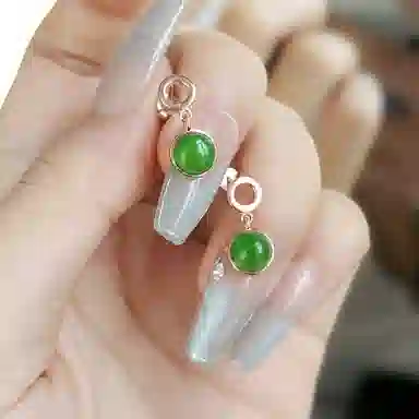 琳琯瑛 绿蛋小滴溜极简风 和田玉 耳环 女款