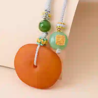 琳琯瑛 小众设计款 老腊异形平安扣 可爱橙色不规则 蜜蜡 名贵玉石吊坠 女款