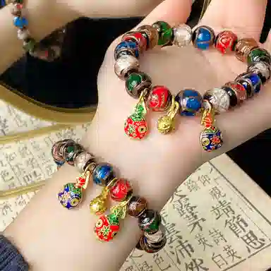 琳琯瑛 新中式国风民族风小众设计款古法香灰 琉璃 玉石手串 男女同款情侣款