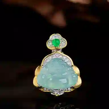 琳琯瑛 新中式国风小众设计高级感轻奢气质笑佛弥勒佛 糯种 翡翠吊坠 女款