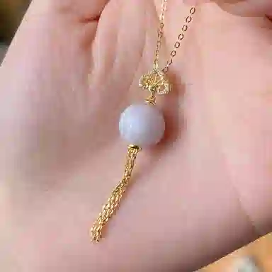 琳琯瑛 新中式轻奢气质 紫罗兰圆珠流苏 糯种 翡翠吊坠 女款