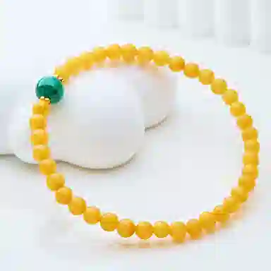 琳琯瑛 中国风古风超高品质 一点翠 圆珠孔雀石 蜜蜡 玉石手串 男女同款情侣款