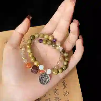 琳琯瑛 新中式国风福在九宫 檀木 木作手串 女款 绿檀