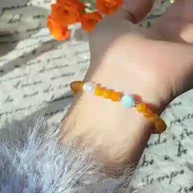 琳琯瑛 新中式国风小众设计精致气质海纹石 蜜蜡 手串 女款
