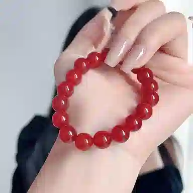 琳琯瑛 红玛瑙圆珠子 玛瑙 玉石手串 男女同款