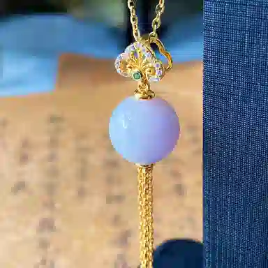 琳琯瑛 新中式轻奢气质 紫罗兰圆珠流苏 糯种 翡翠吊坠 女款