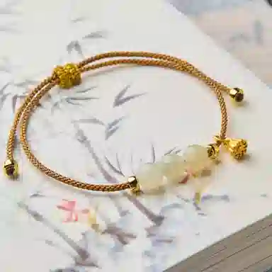 琳琯瑛 校园简约风小众设计款白茶清欢 莲蓬 圆珠 和田玉 和田玉手链 女款 白玉