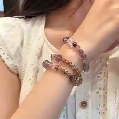 琳琯瑛 紫幽灵黑金超七双圈紫黄晶貔貅转运招桃花轻奢小众天然 黄水晶 手串 女款