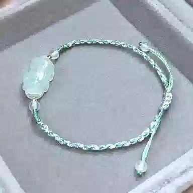 琳琯瑛 精美貔貅编织绳 糯种 翡翠手链 女款