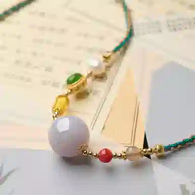 琳琯瑛 新中式中国民族风圆珠别致 糯种 翡翠吊坠 女款 礼物