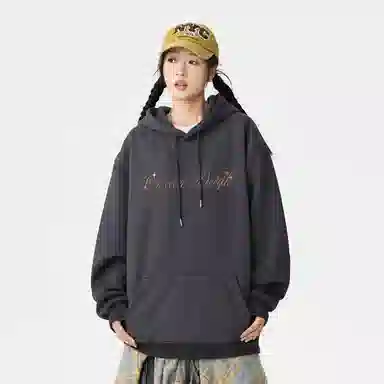 Qnxeey Vintage Ink Print Hoodie