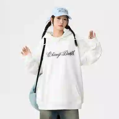 Qnxeey Vintage Ink Print Hoodie