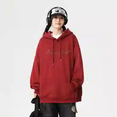 Qnxeey Vintage Ink Print Hoodie